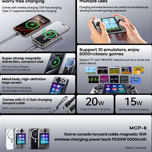 Buy REMAX-MCP-6-2in1-Game-Console-With-Wireless-5000mah-Power-Bank-15W-PD20W