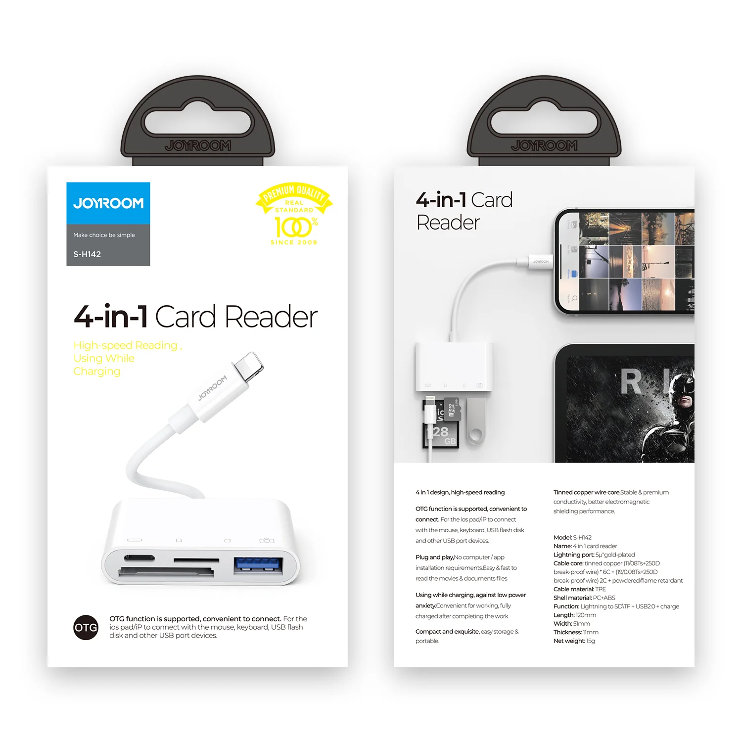 Joyroom S-H142 4-in-1 Lightning OTG Card Reader- (SD/Micro-SD/USB)