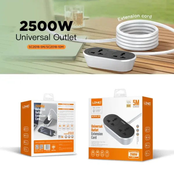 LDNIO SC2018 Universal 10M Extension Power Socket- 2500W vprice in bangladesh