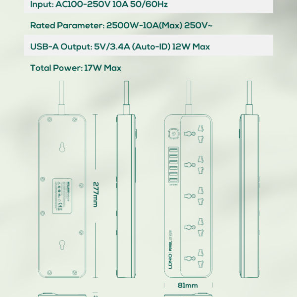 LDNIO SC5614 Power Strip 5 AC Outlets & 6 USB Charging Ports price