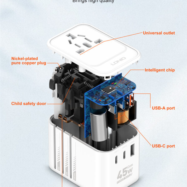 LDNIO Z8 45W GaN Universal Travel Adapter