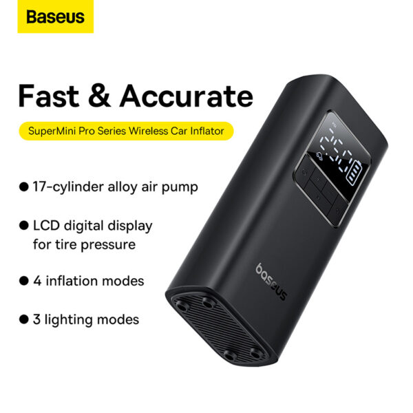 Baseus SuperMini Pro 150PSI Cordless Car Tire Pump - 4000mAh