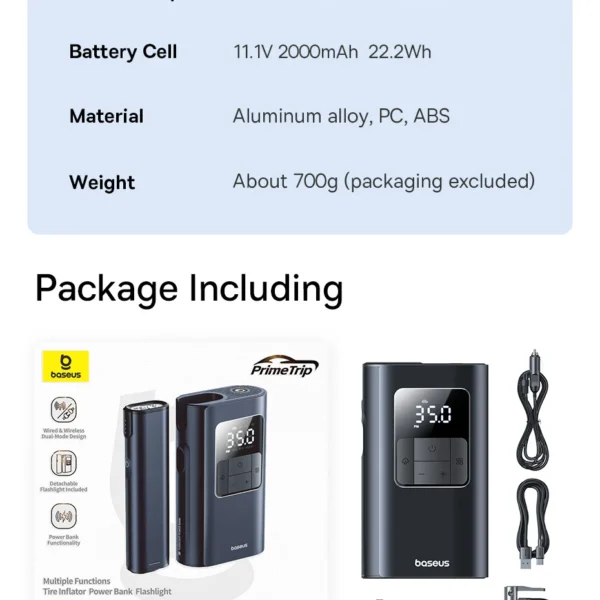 Baseus VA1 Portable Car Air Pump Wireless & Wired Tire Inflator price in bangladesh