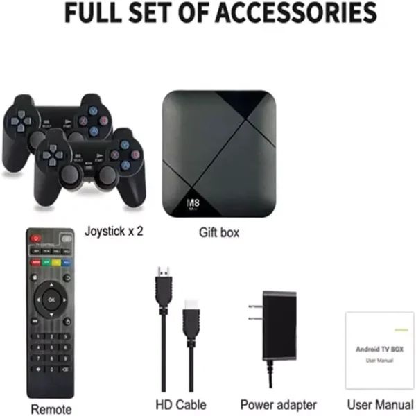 M8 Pro Mini Game TV Box - 64GB 4K HD Console with 2 Gamepads